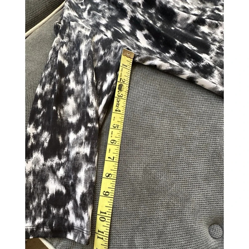 Michael‎ Kors Black & White Patterned Women's Ruched Side Blouse Large